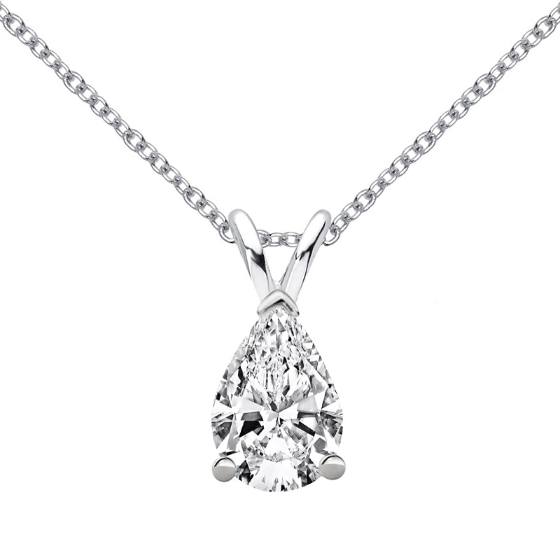 Gold plated luxury oval diamond solitaire necklace (3)