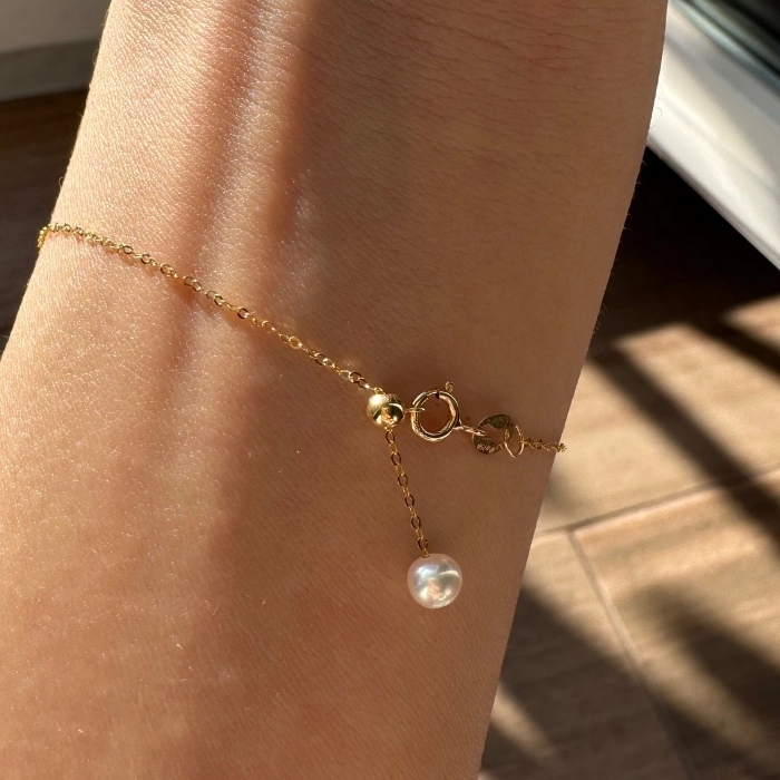 Pure 18K Gold Pearl Bracelet 4