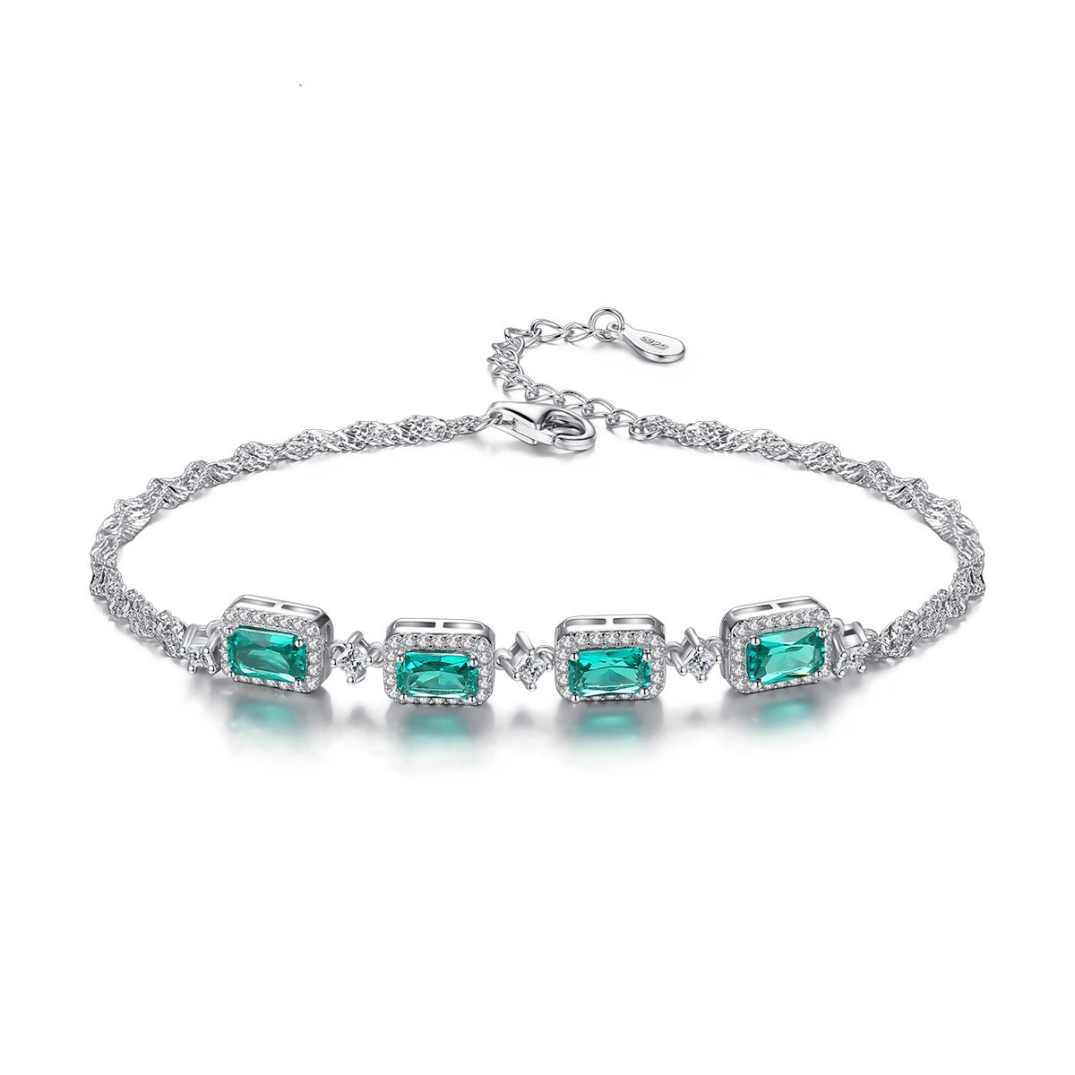 Sparkling Emerald Crystal S925 Silver Bracelet (5)