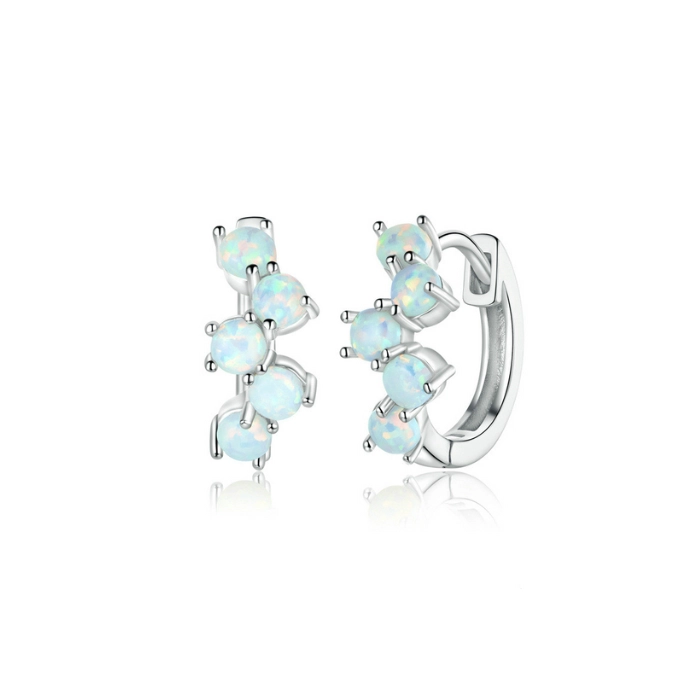 Beautiful hoop earrings with opal birthstone 1