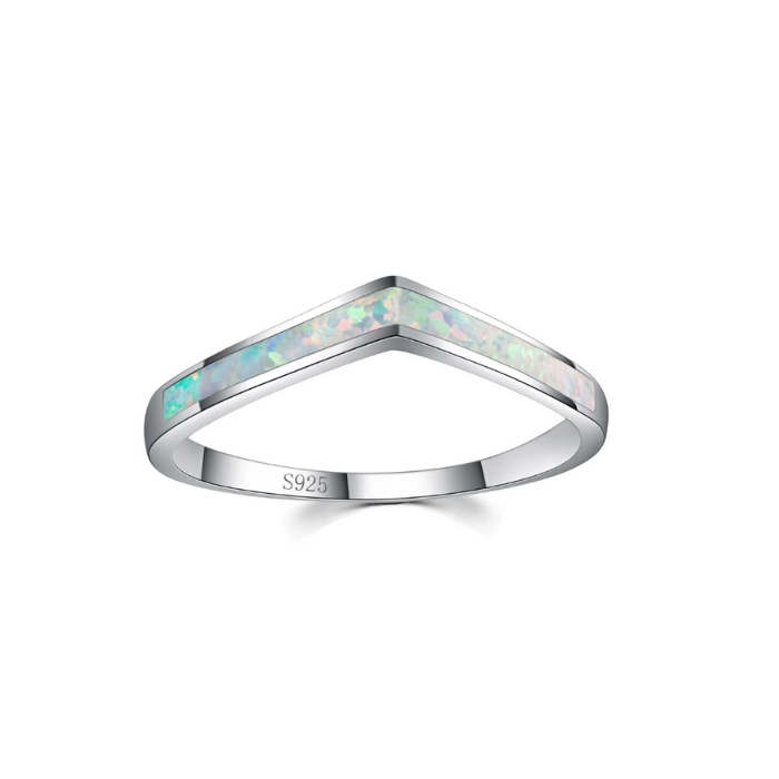 Classy ring in sterling silver with opal birthstone 1