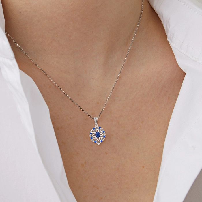 Classy sapphire birthstone pendant necklace 5