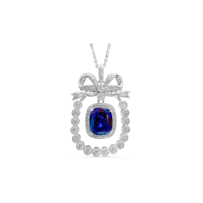 Delicate bow necklace with sapphire birthstone 5