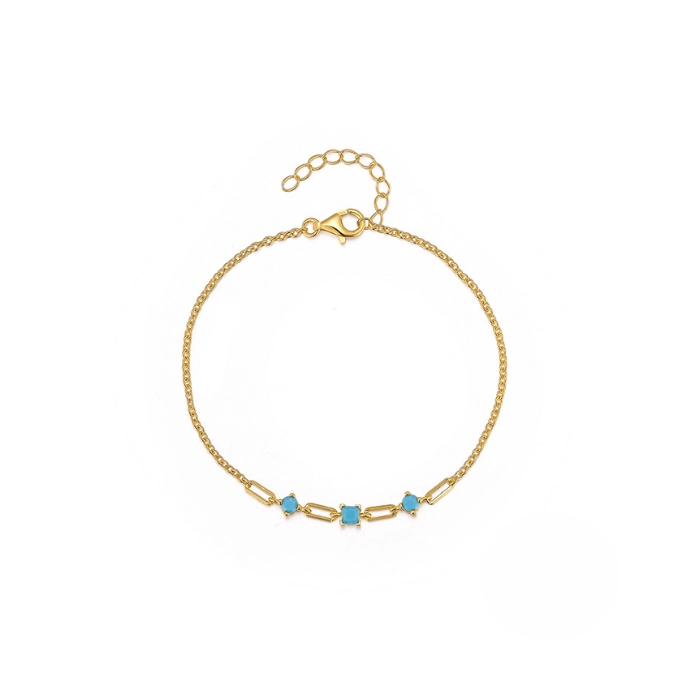 Delicate gold plated turquoise birthstone bracelet 1