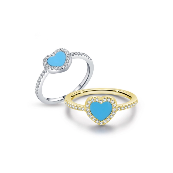 Delicate heart ring with turquoise birthstone 3