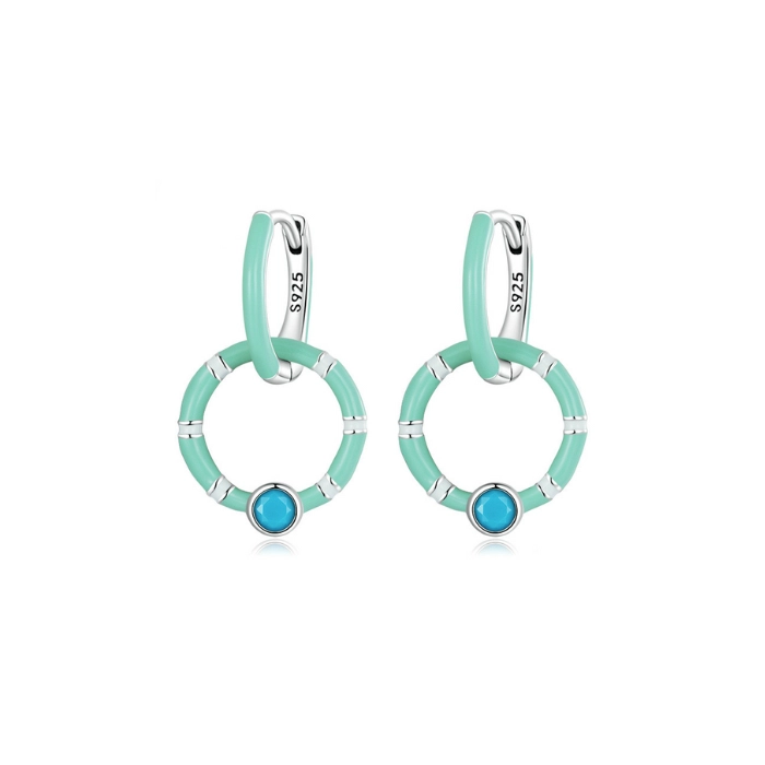 Delicate hoop earrings with turquoise birthstone 1