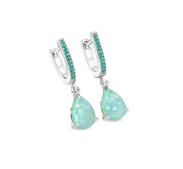 Elegant drop opal birthstone earring 4
