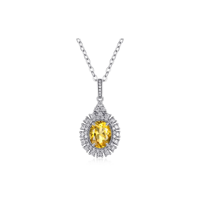 Elegant drop pendant necklace with yellow topaz birthstone 1