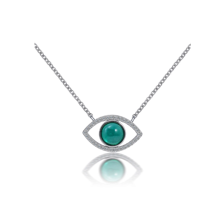 Evil eye necklace with emerald birthstone 1