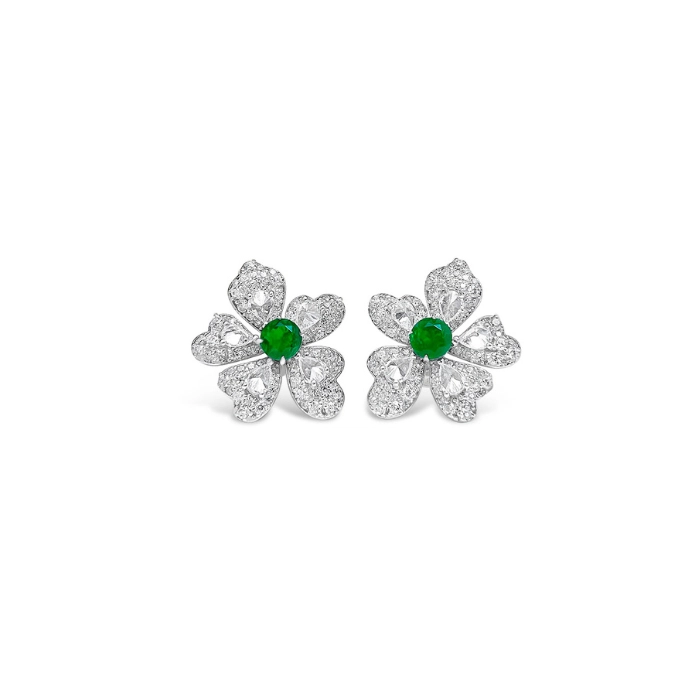 Exquisite flower earrings with emerald birthstone 4