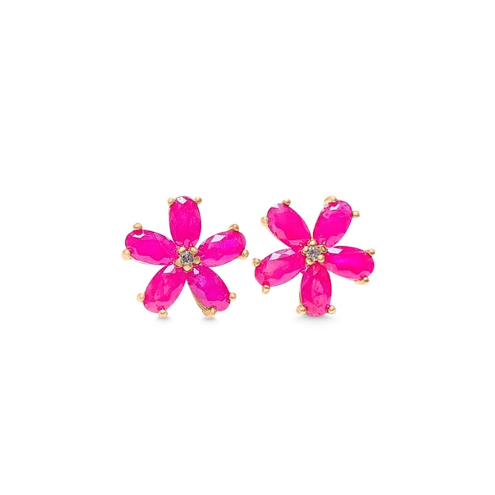 Flower ruby birthstone earrings 4