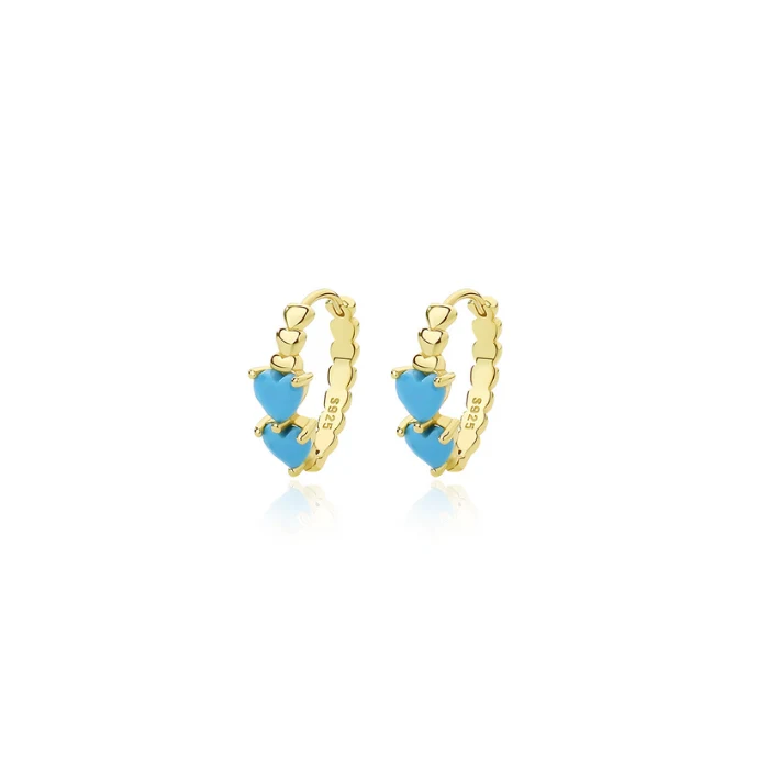 Gold plated turquoise birthstone hoop earrings 1