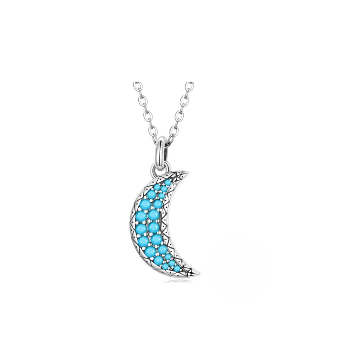 Moon pendant necklace with turquoise birthstone 1