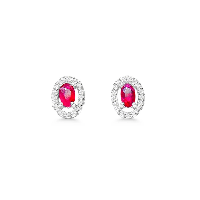 Round, elegant earrings with birthstone rubies 4