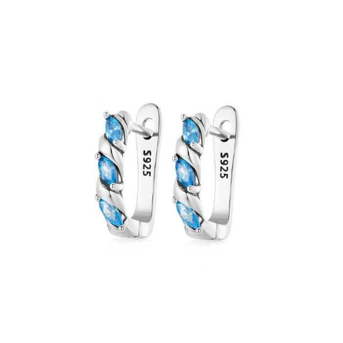 S925 sterling silver earrings with aquamarine birthstone 1