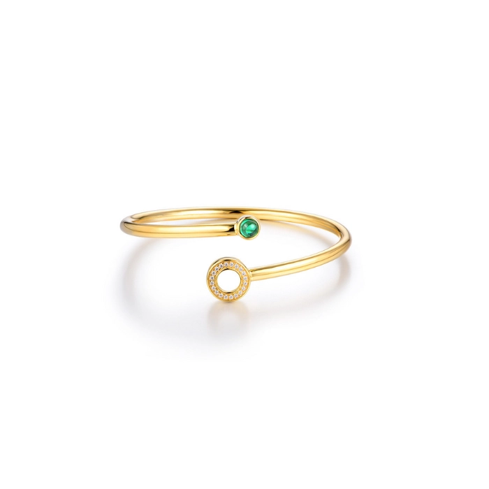 Sophisticated emerald birthstone bracelet in sterling silver - gold plated 1