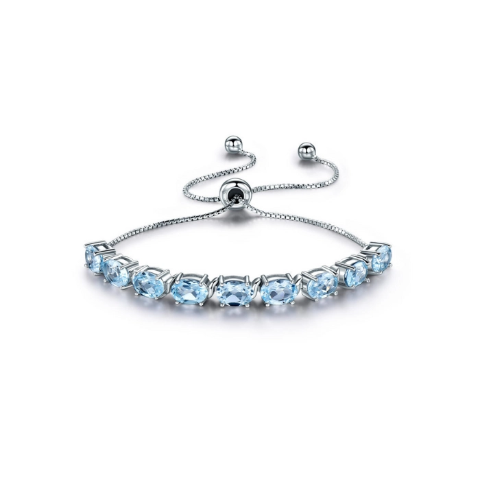 Sparkly natural aquamarine bracelet in silver 1