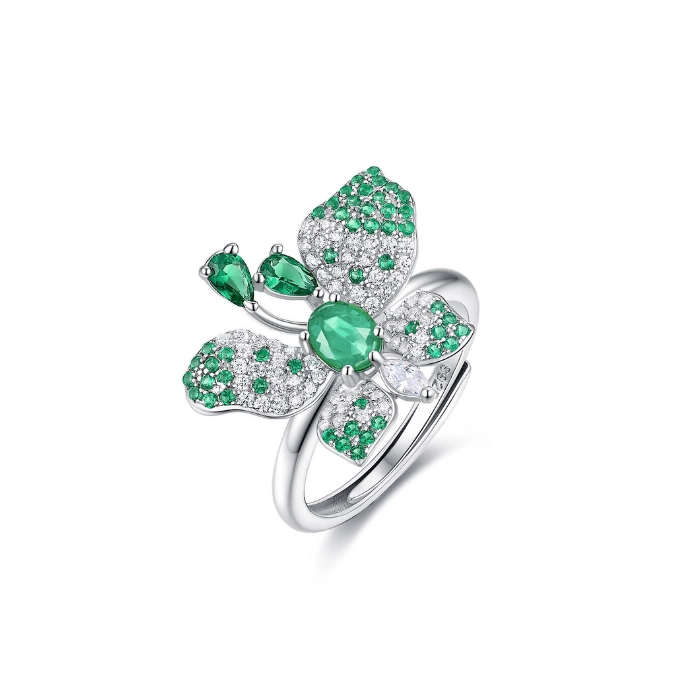 Statement butterfly ring with emerald birthstone 3