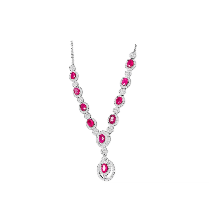 Statement, elegant necklace with ruby birthstones 1