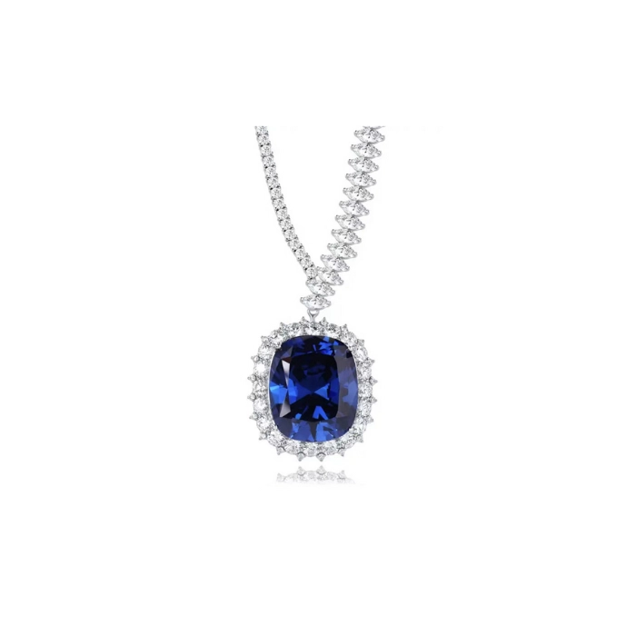 Statement elegant sapphire birthstone necklace with natural crystals 1