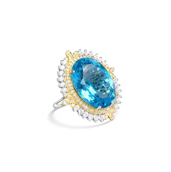 Statement ring in silver with blue topaz birthstone 5
