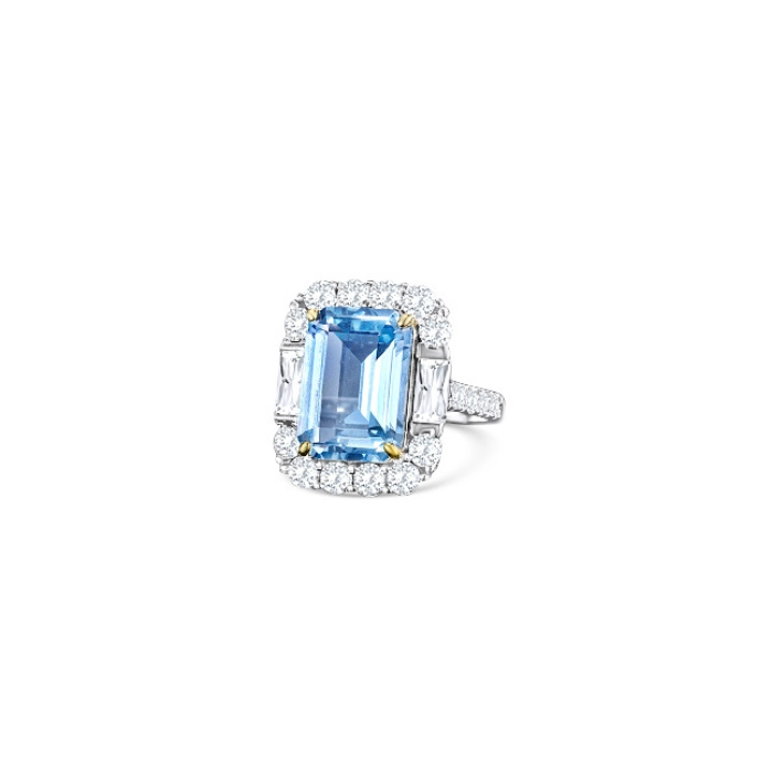 Statement ring in sterling silver with aquamarine birthstone 3