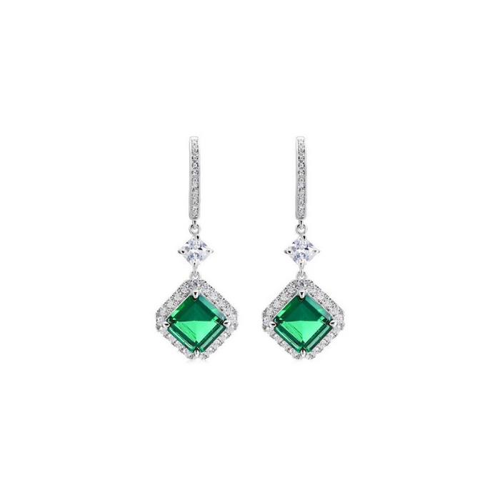 Sterling silver classy earrings with emerald birthstone 1