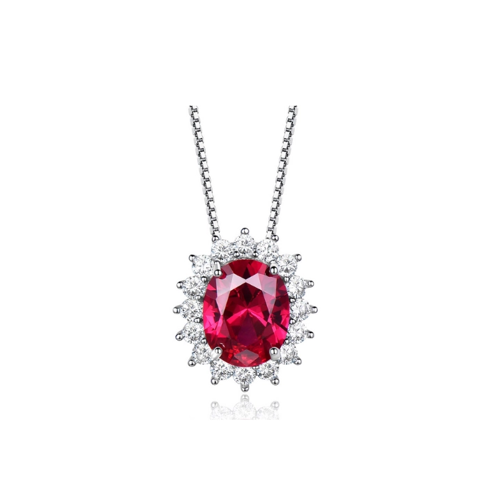 Synthetic ruby birthstone pendant necklace 1