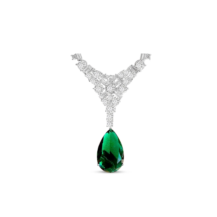 Very elegant necklace with emerald drop birthstone 1