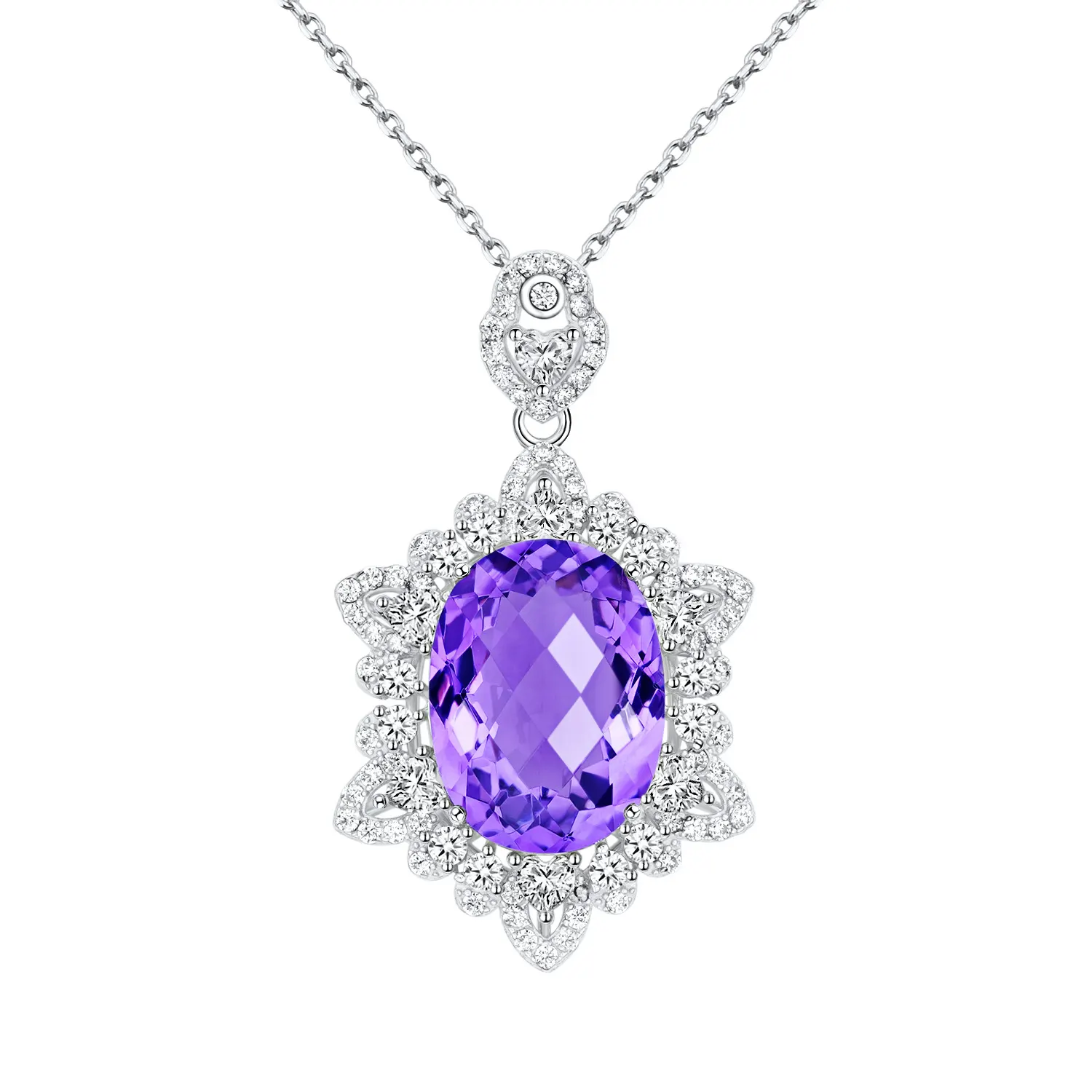 Classy pendant necklace with amethyst birthstone - main
