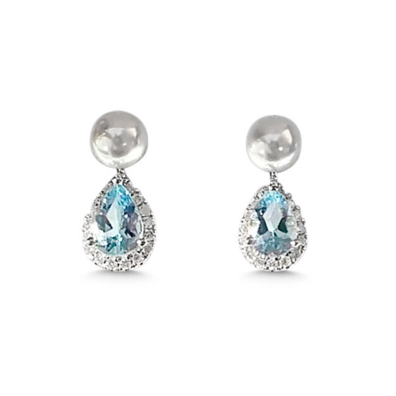 Elegant aquamarine earrings with pearls - main