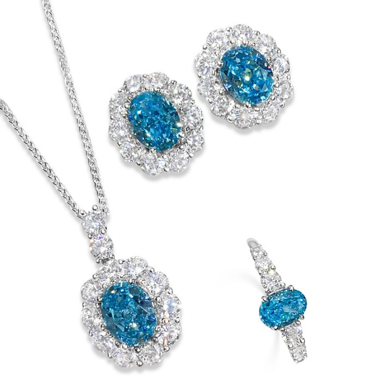 Elegant aquamarine statement jewelry set