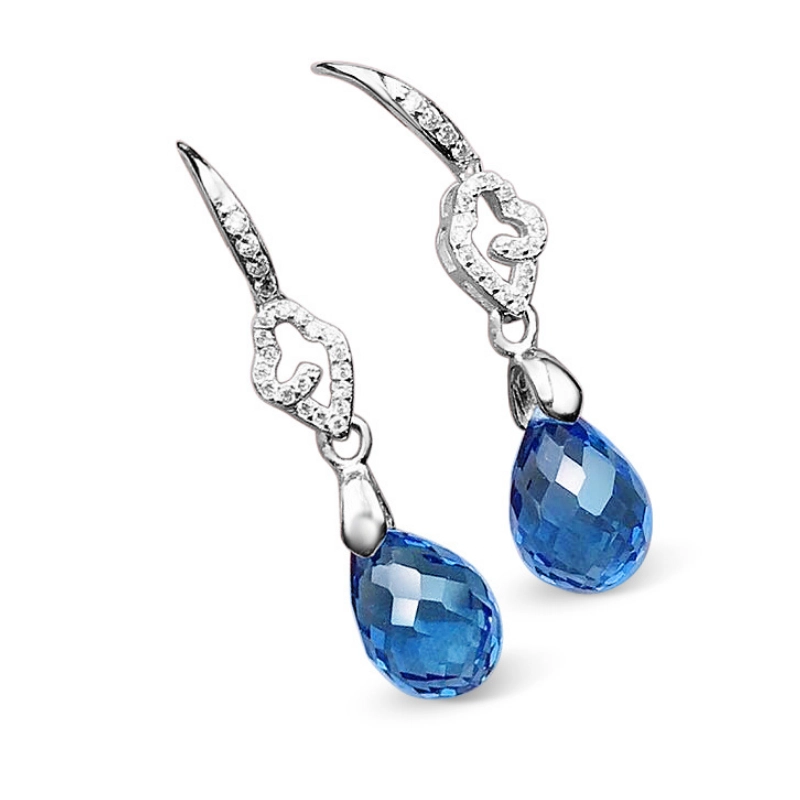 Elegant drop earrings with blue topaz birthstone - main