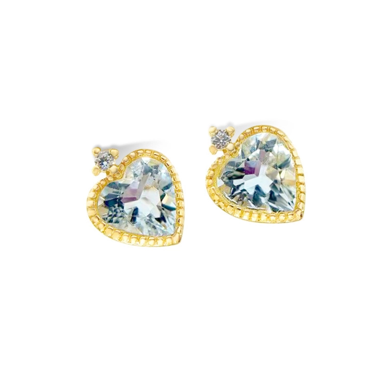 Heart shaped aquamarine earrings in sterling silver - main