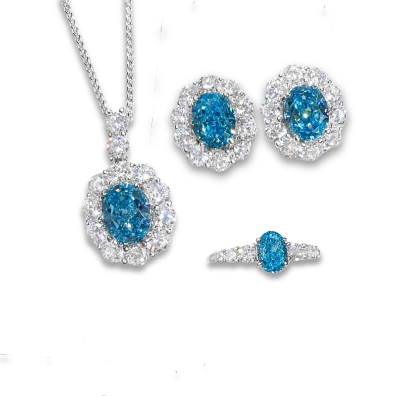 Natural, Elegant Aquamarine Jewelry Set in Sterling Silver