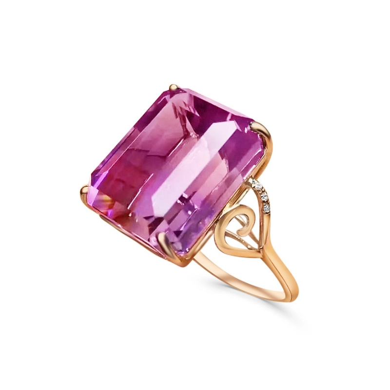 Statement ring with natural amethyst birthstone - main