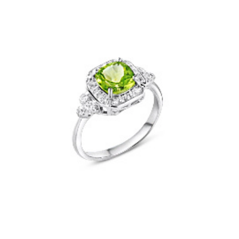 Statement ring with peridot birthstone in silver - edited 2